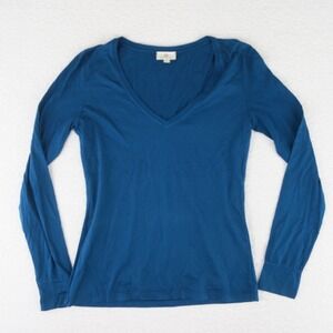 Adriano Goldschmied AG Long Sleeve V Neck Shirt Women's Small Blue